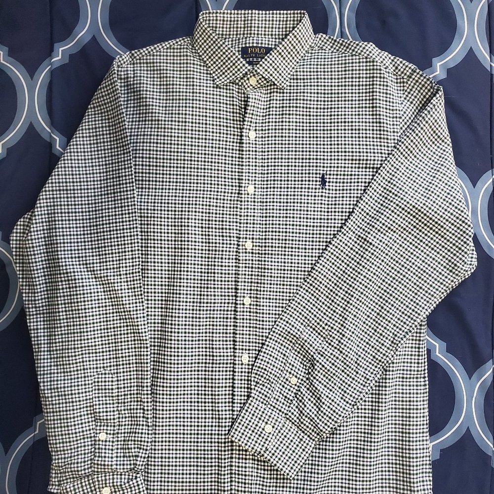 Men's Extra Large, Polo Ralph Lauren Long-sleeved Collard Plaid Button - Up